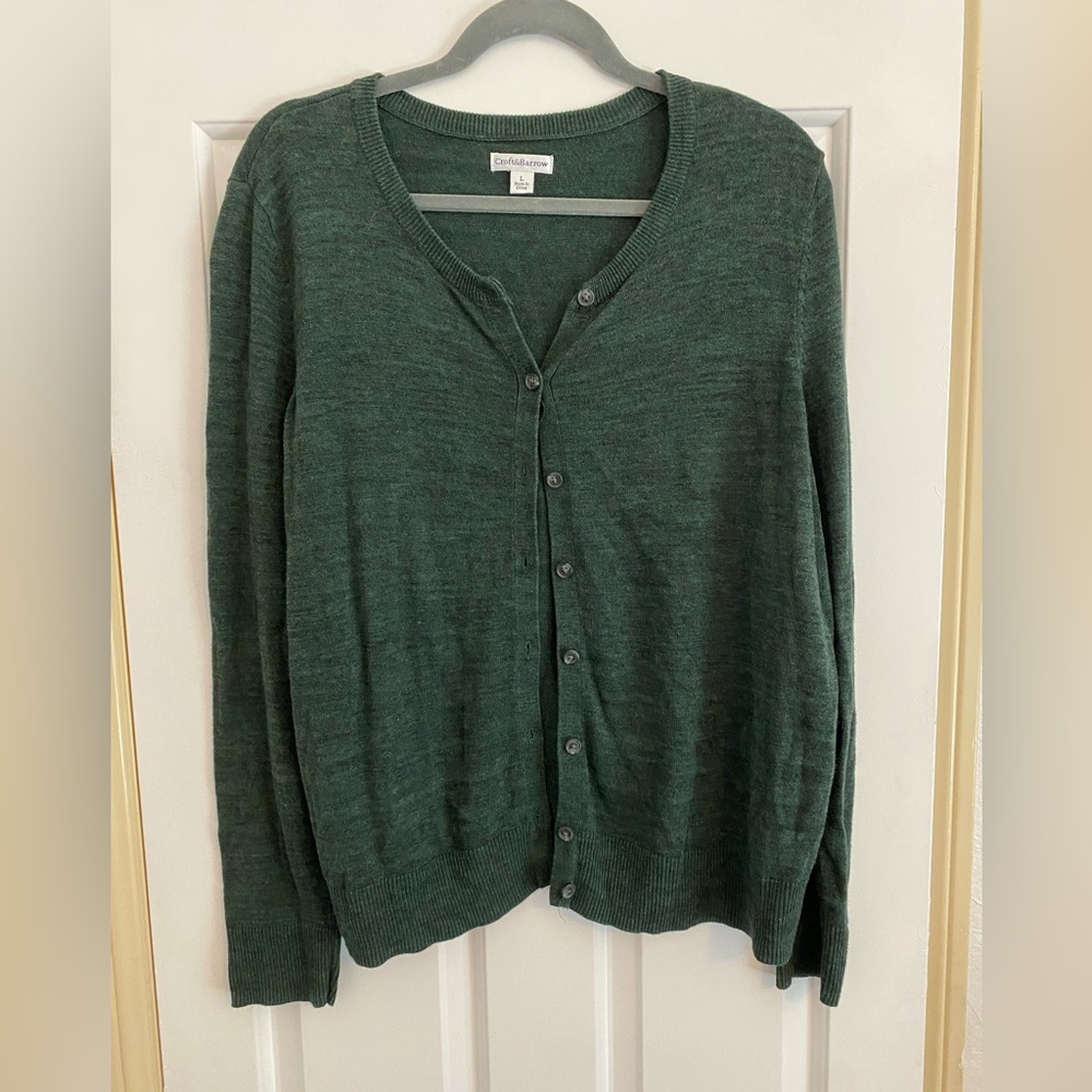 Forest Green Cotton Cardigan